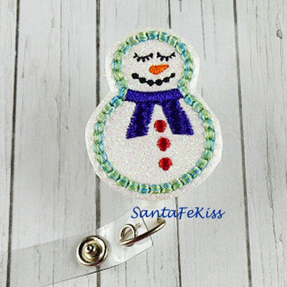 Snowman Vinyl Badge Holder